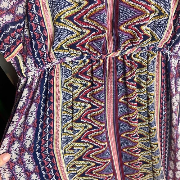 Earthbound Size Large Sheer Maxi Dress Boho Aztec Print Empire Waist Hippie - Picture 9 of 9